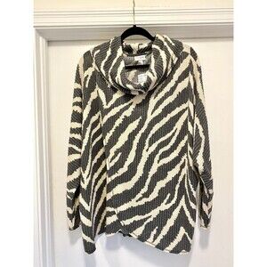 NWT LuLaRoe Kristen Sweater SZ Large Pullover Cowl Neck Zebra Print Waffle Knit